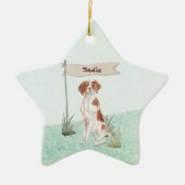 Individuelle Name Brittany Haustier Hund Keramik Ornament (Vorne)