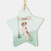 Individuelle Name Brittany Haustier Hund Keramik Ornament (Links)