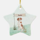 Individuelle Name Brittany Haustier Hund Keramik Ornament (Hinten)