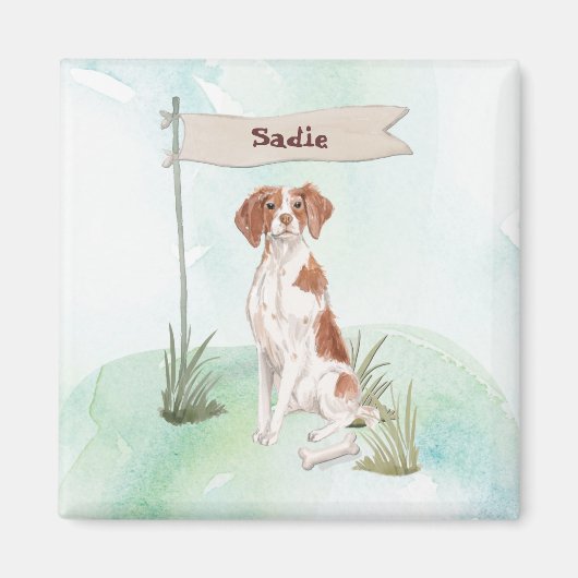 Individuelle Name Brittany Haustier Hund Magnet (Vorne)