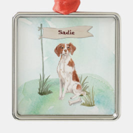 Individuelle Name Brittany Haustier Hund Ornament Aus Metall