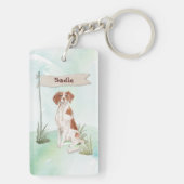 Individuelle Name Brittany Haustier Hund Schlüsselanhänger (Rückseite)