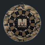 Individuelle Name Brown Black Camouflage Dartboard Dartscheibe<br><div class="desc">Personalisieren Sie dieses braune und schwarze Targetboard mit Ihrem Namen und Initial. Großartiges Geschenk für einen Teenager. Entworfen für Sie von BlackBerry Boulevard.</div>