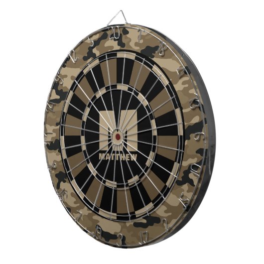Individuelle Name Brown Black Camouflage Dartboard Dartscheibe (Vorderseite rechts)