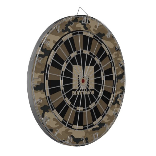 Individuelle Name Brown Black Camouflage Dartboard Dartscheibe (Vorderseite Links)