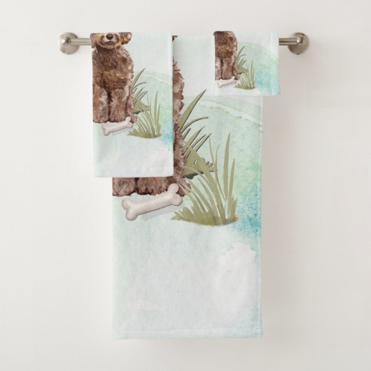 Individuelle Name Brown Cockapoo Haustier Hund Badhandtuch Set (Insitu)