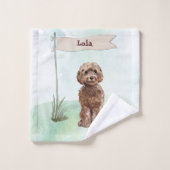Individuelle Name Brown Cockapoo Haustier Hund Badhandtuch Set (Waschlappen)