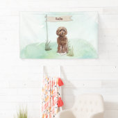 Individuelle Name Brown Cockapoo Haustier Hund Banner (Insitu)