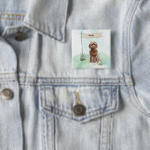 Individuelle Name Brown Cockapoo Haustier Hund Button (Beispiel)