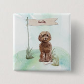 Individuelle Name Brown Cockapoo Haustier Hund Button (Vorderseite)