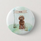 Individuelle Name Brown Cockapoo Haustier Hund Button (Vorderseite)
