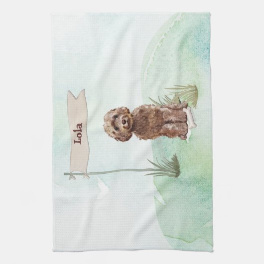 Individuelle Name Brown Cockapoo Haustier Hund Geschirrtuch (Vertikal)