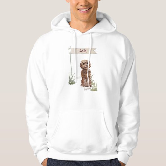 Individuelle Name Brown Cockapoo Haustier Hund Hoodie (Vorderseite)