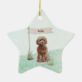 Individuelle Name Brown Cockapoo Haustier Hund Keramik Ornament (Vorne)