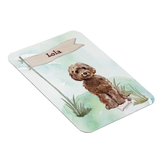 Individuelle Name Brown Cockapoo Haustier Hund Magnet (Rechte Seite)