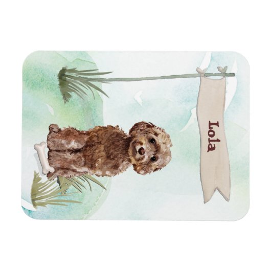 Individuelle Name Brown Cockapoo Haustier Hund Magnet (Horizontal)