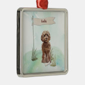 Individuelle Name Brown Cockapoo Haustier Hund Ornament Aus Metall (Rechts)