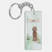 Individuelle Name Brown Cockapoo Haustier Hund Schlüsselanhänger (Vorderseite links)