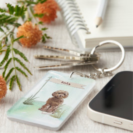 Individuelle Name Brown Cockapoo Haustier Hund Schlüsselanhänger