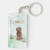 Individuelle Name Brown Cockapoo Haustier Hund Schlüsselanhänger (Rückseite)