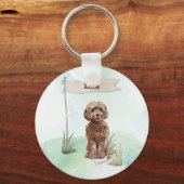 Individuelle Name Brown Cockapoo Haustier Hund Schlüsselanhänger (Vorderseite)