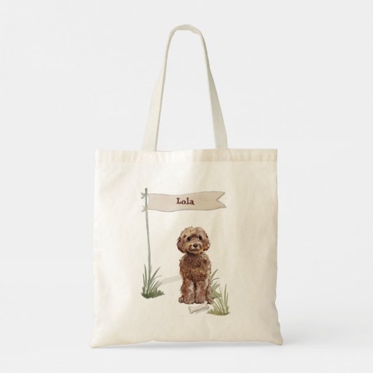 Individuelle Name Brown Cockapoo Haustier Hund Tragetasche (Rückseite)