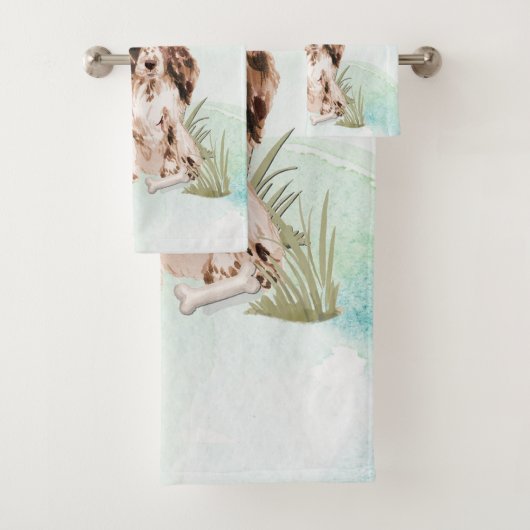 Individuelle Name Brown Cocker Spanisch Haustier H Badhandtuch Set (Insitu)