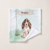 Individuelle Name Brown Cocker Spanisch Haustier H Badhandtuch Set (Waschlappen)