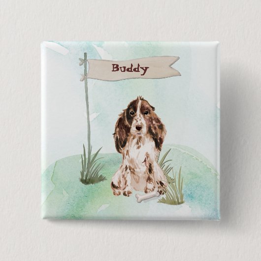 Individuelle Name Brown Cocker Spanisch Haustier H Button (Vorderseite)