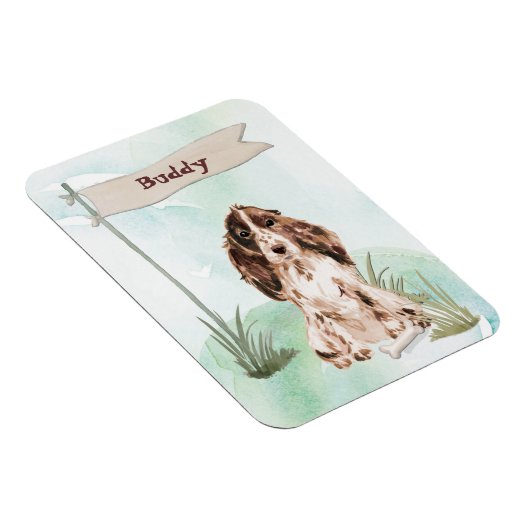 Individuelle Name Brown Cocker Spanisch Haustier H Magnet (Rechte Seite)