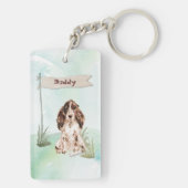 Individuelle Name Brown Cocker Spanisch Haustier H Schlüsselanhänger (Rückseite)