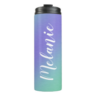Individuelle Name Brushed Metal Ombre Gradient Lil Thermosbecher