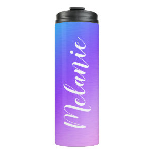 Individuelle Name Brushed Metal Ombre Gradient Rai Thermosbecher