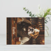 Individuelle Name Bulldog Barkeeper Einladung (Stehend Vorderseite)