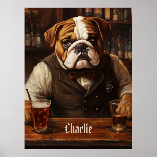 Individuelle Name Bulldog Barkeeper Poster (Vorne)