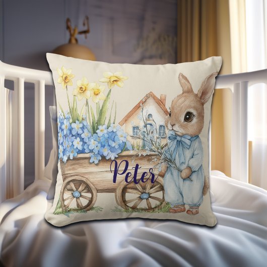 Individuelle Name Bunny mit Blumen Kissen