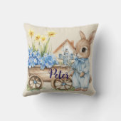 Individuelle Name Bunny mit Blumen Kissen (Rückseite)