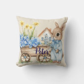 Individuelle Name Bunny mit Blumen Kissen (Vorderseite)