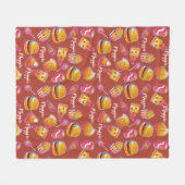Individuelle Name Burger and Fries Blanket in Brau Fleecedecke (Vorderseite (Horizontal))