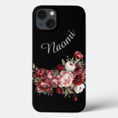 Individuelle Name Burgundy Blume Case-Mate iPhone Hülle (Rückseite)
