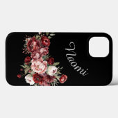 Individuelle Name Burgundy Blume Case-Mate iPhone Hülle (Rückseite (Horizontal))