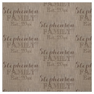 Individuelle Name Burlap Rustikale Printwerbung Stoff