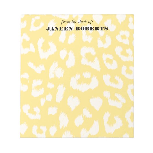 Individuelle Name Butter Gelber Leopard Druck Notizblock (Vorderseite)