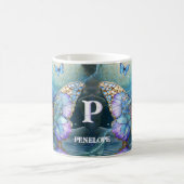 Individuelle Name Butterfly Blue Lila Geschenk für Kaffeetasse (Mittel)