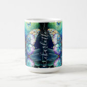 Individuelle Name Butterfly Blue Lila Geschenk für Kaffeetasse (Mittel)