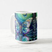Individuelle Name Butterfly Blue Lila Geschenk für Kaffeetasse (Vorderseite Links)