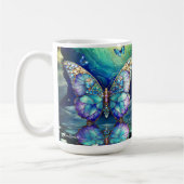 Individuelle Name Butterfly Blue Lila Geschenk für Kaffeetasse (Links)