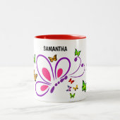 Individuelle Name Butterfly Tasse mit Farbakzent (Mittel)