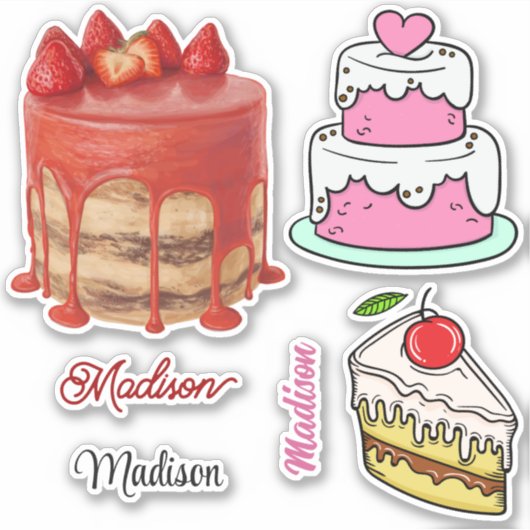 Individuelle Name Cake Aufkleber (Vorderseite)