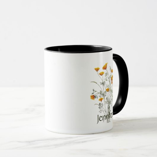 Individuelle Name California Poppy Wilde Blume Art Tasse (VorderseiteRechts)